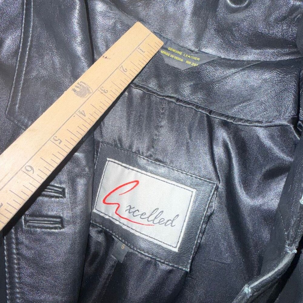 Vintage 1980s–1990s Excelled Genuine Leather Long Trench Coat – Black – Size S - Picture 15 of 16
